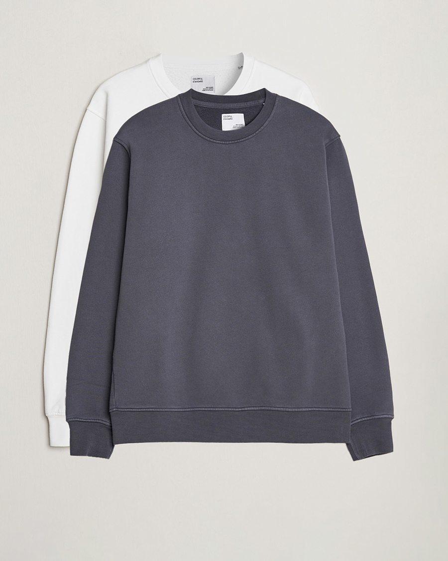 Heren | Truien | Colorful Standard | 2-Pack Classic Organic Crew Neck Sweat Lava Grey/Optical White