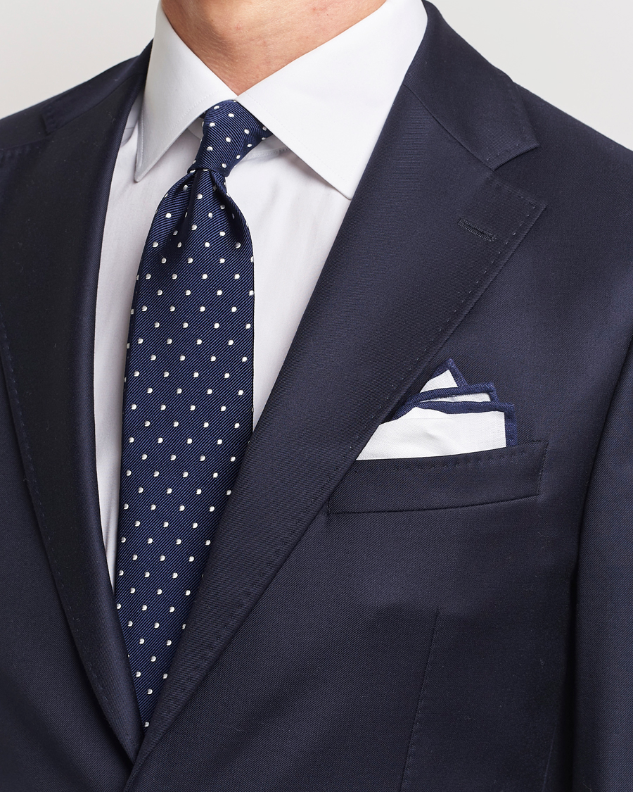 Heren | Stropdassen | Amanda Christensen | Set Tie & Pocket Square Navy/White