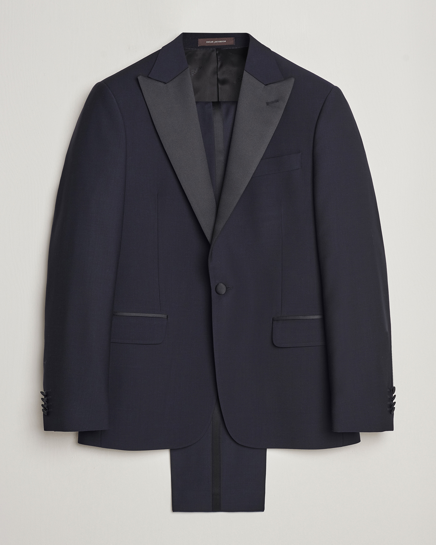 Heren | Pakken | Oscar Jacobson | Frampton Wool Tuxedo Suit Navy