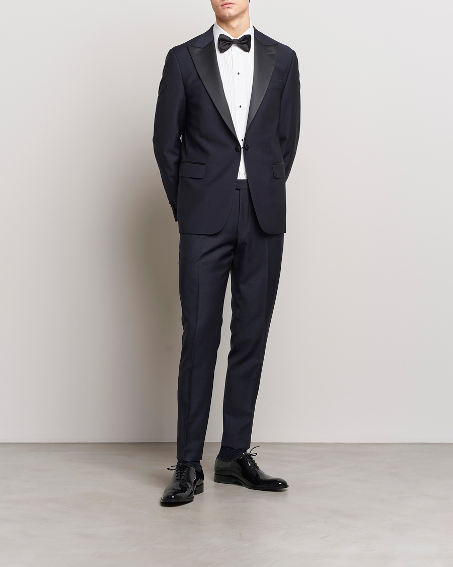 Heren | Pakken | Oscar Jacobson | Frampton Wool Tuxedo Suit Navy