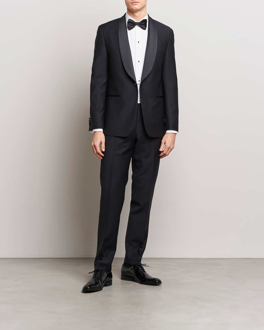 Heren | Smoking | Oscar Jacobson | Figaro/Denz Wool Tuxedo Suit Black