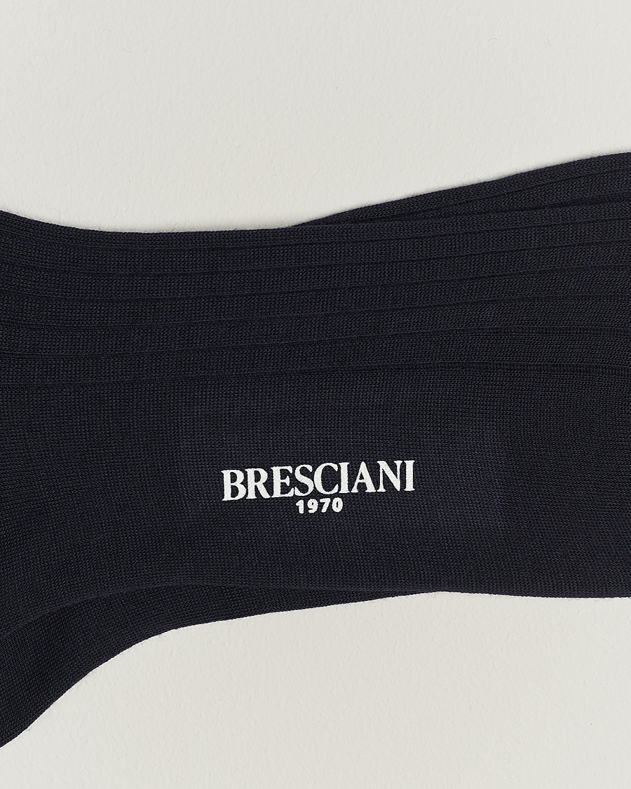 Heren | Ondergoed | Bresciani | 3-pack Wool/Nylon Ribbed Short Socks Navy