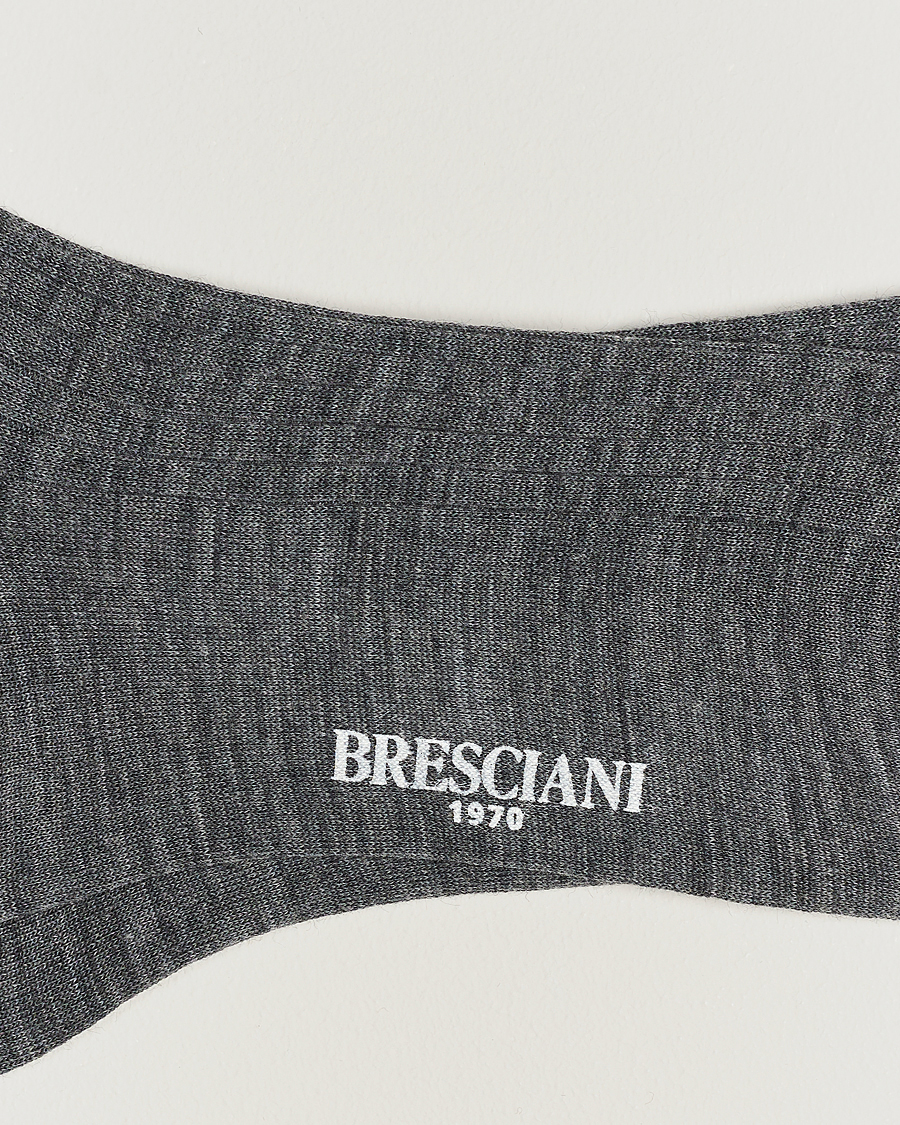Heren | Ondergoed | Bresciani | 3-pack Wool/Nylon Ribbed Short Socks Medium Grey