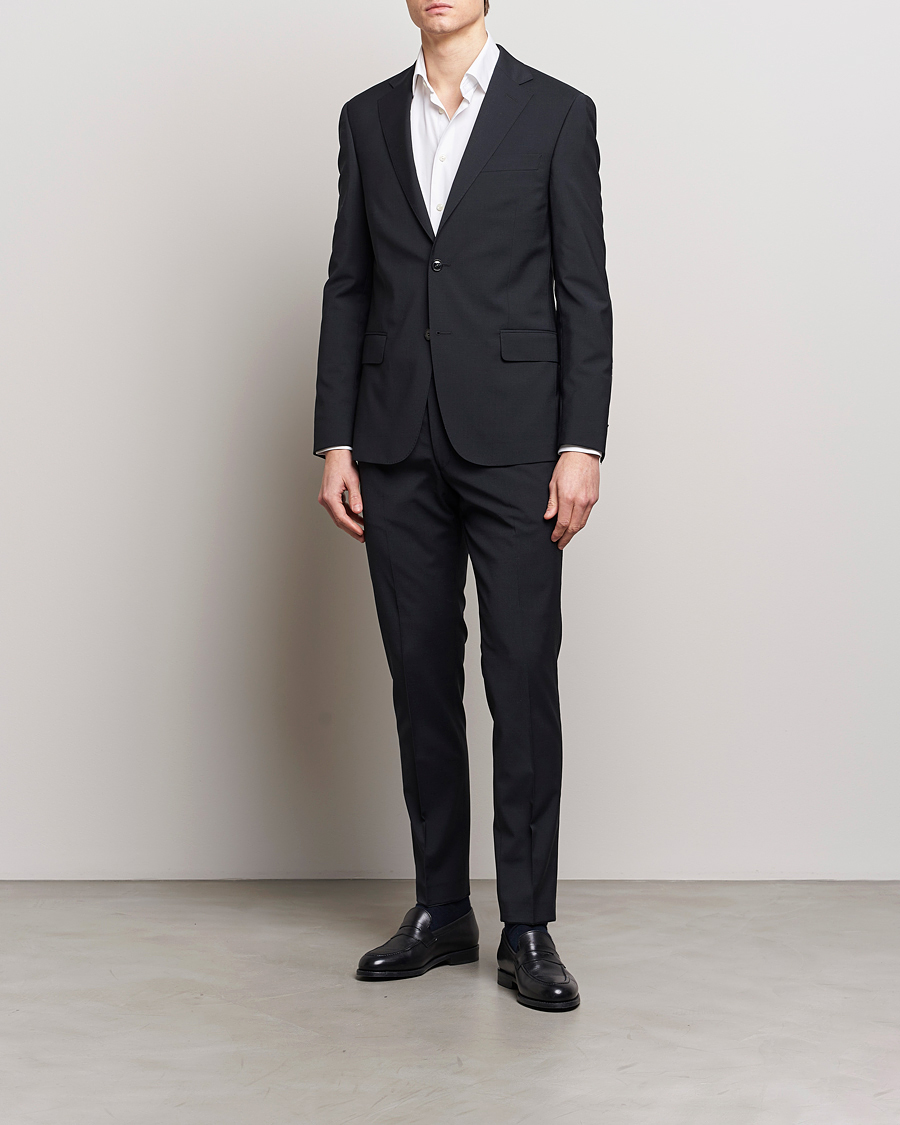 Heren | Pakken | Oscar Jacobson | Edmund Wool Stretch Suit Black