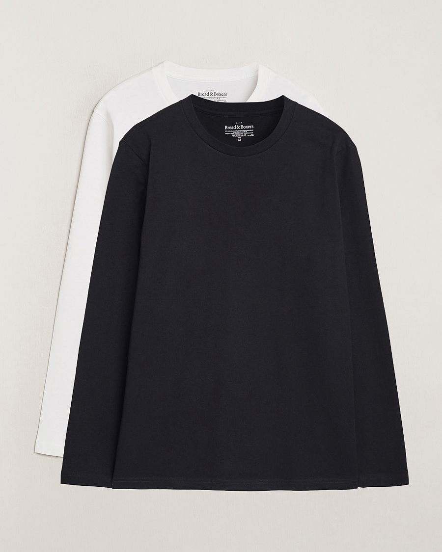 Heren | T-shirts | Bread & Boxers | 2-pack Long Sleeve T-Shirts White/Black