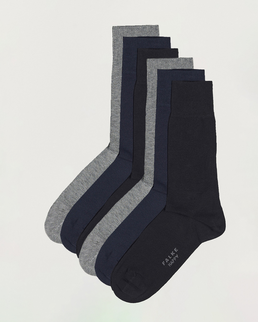 Heren | Ondergoed | Falke | 6-pack Happy Cotton Socks Black/Navy/Light Grey