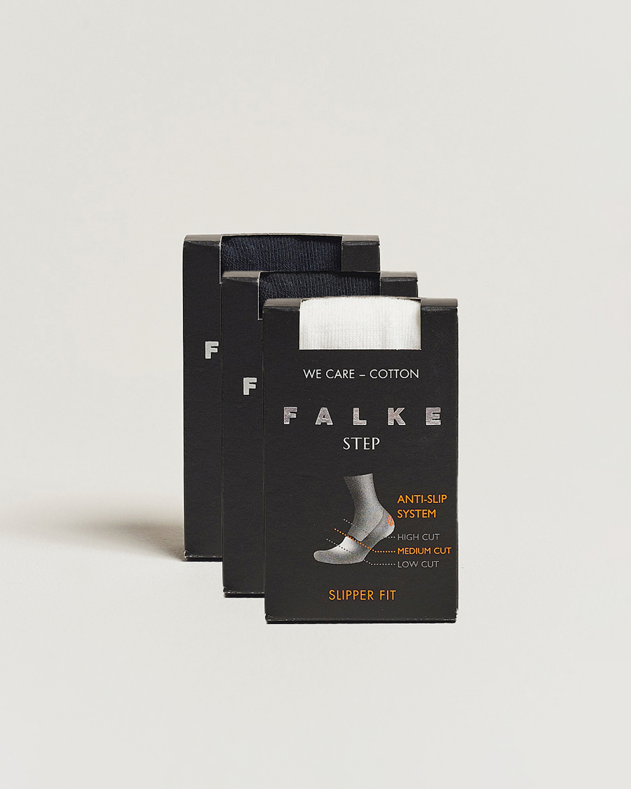 Heren | Ondergoed | Falke | 3-pack Step In Box Loafer Socks White/Black/Navy