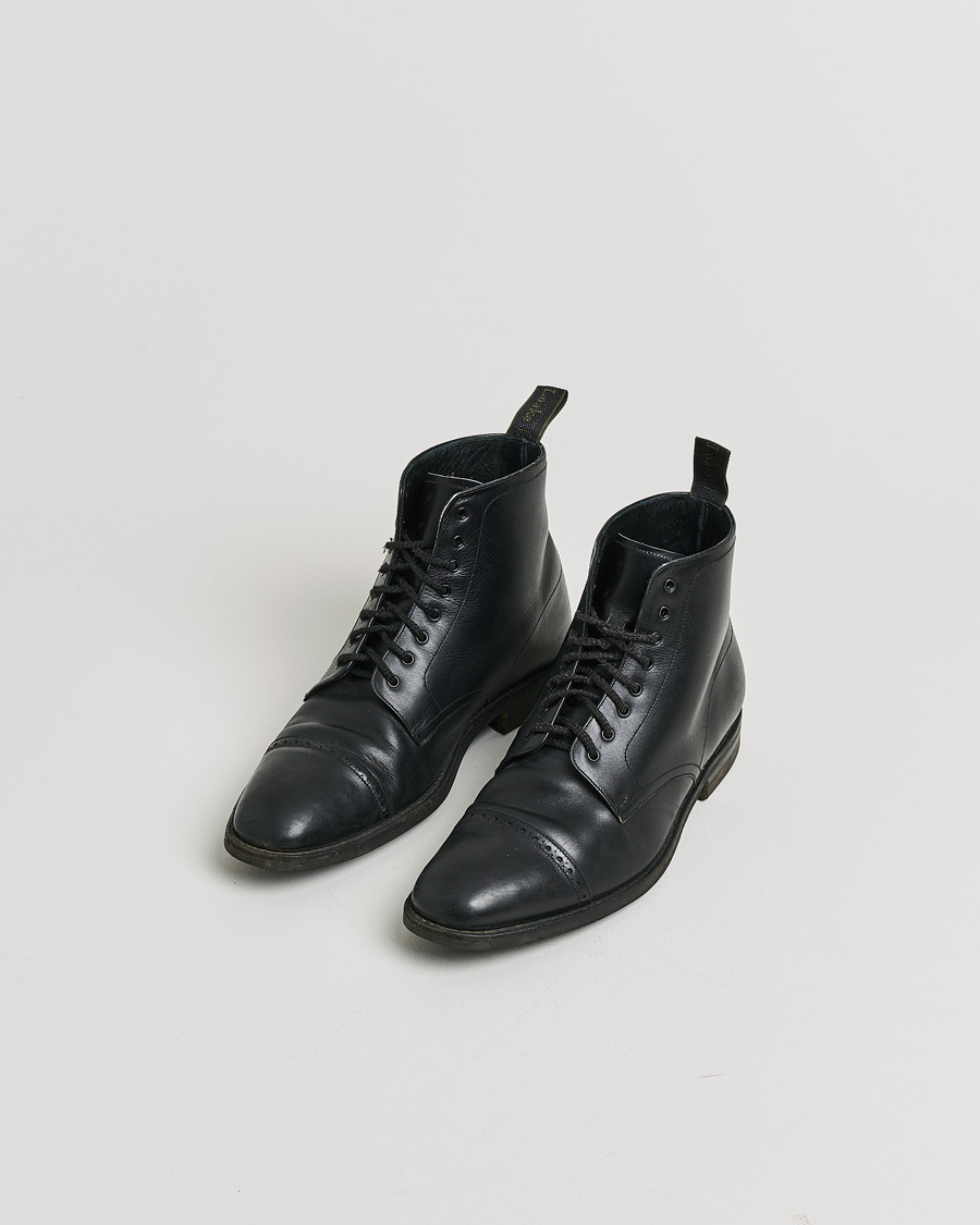 Heren | Pre-owned Goodyear genaaide schoenen | Pre-owned | Loake 1880 Hyde Boot Black Calf UK10,5 - EU44,5