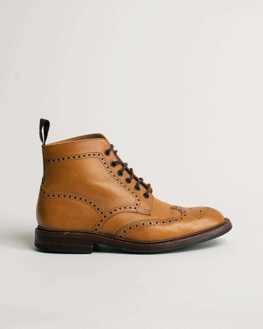 Heren | Loake 1880 Burford Dainite Brogue Boot Tan Burnished Calf | Pre-owned | Loake 1880 Burford Dainite Brogue Boot Tan Burnished Calf