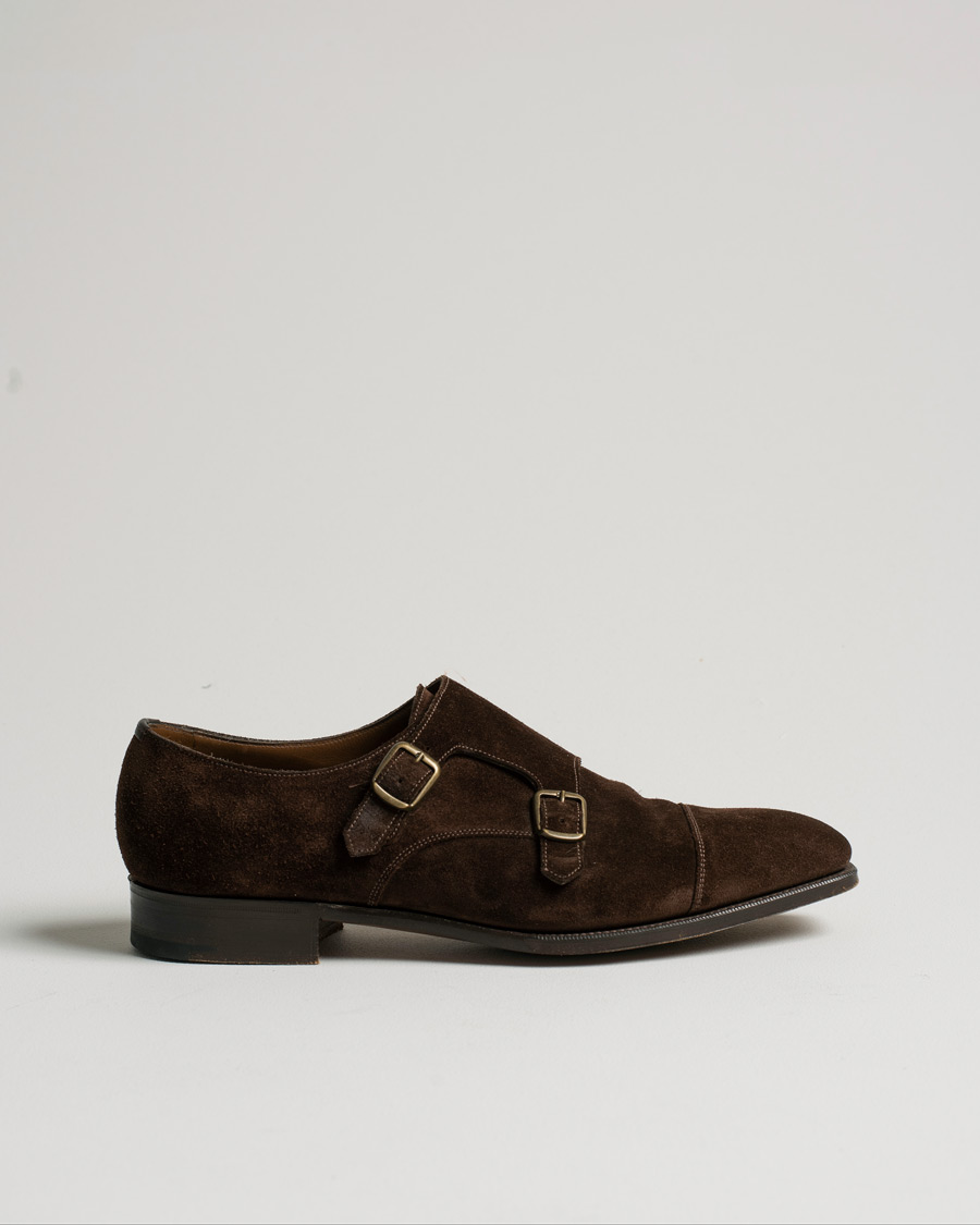 Heren | Edward Green Westminster Double Monk Mink Suede | Pre-owned | Edward Green Westminster Double Monk Mink Suede