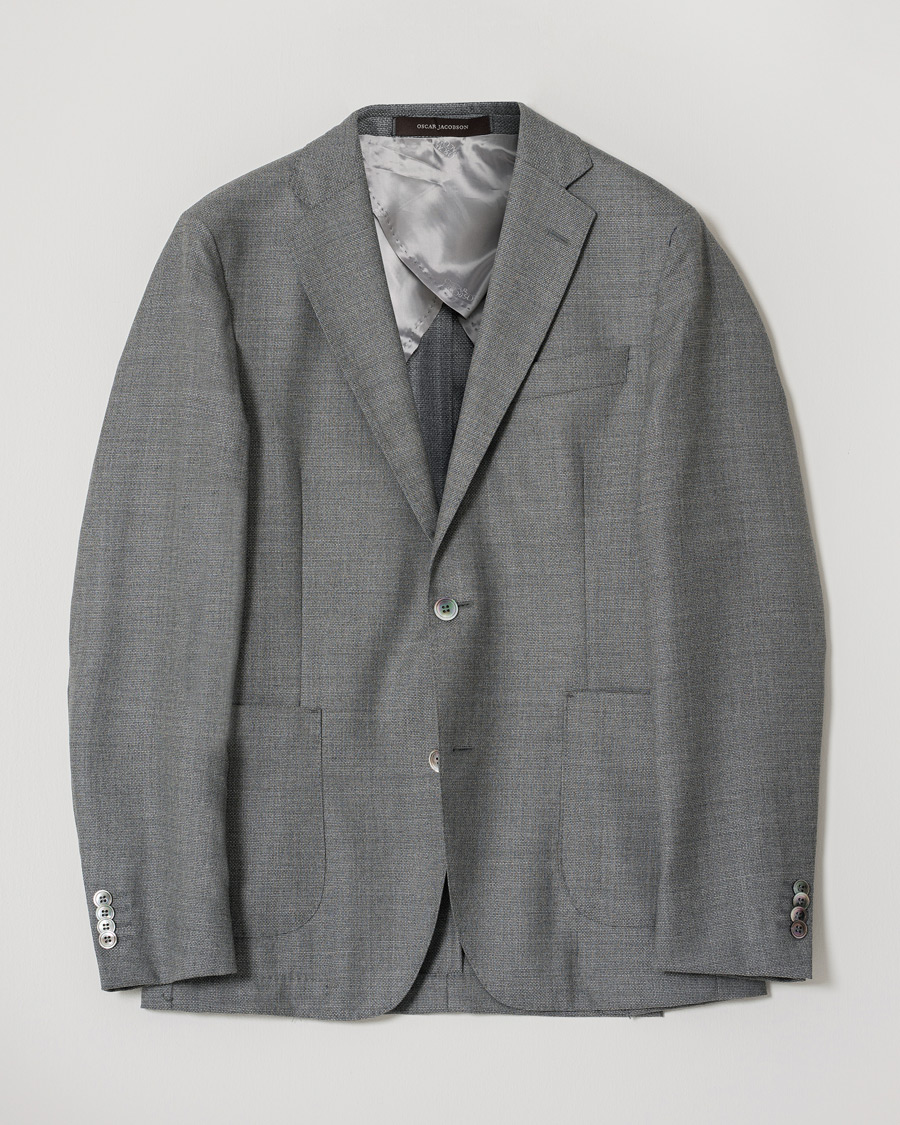 Heren | Oscar Jacobson Einar Patch Pocket Blazer Grey 48 | Pre-owned | Oscar Jacobson Einar Patch Pocket Blazer Grey 48