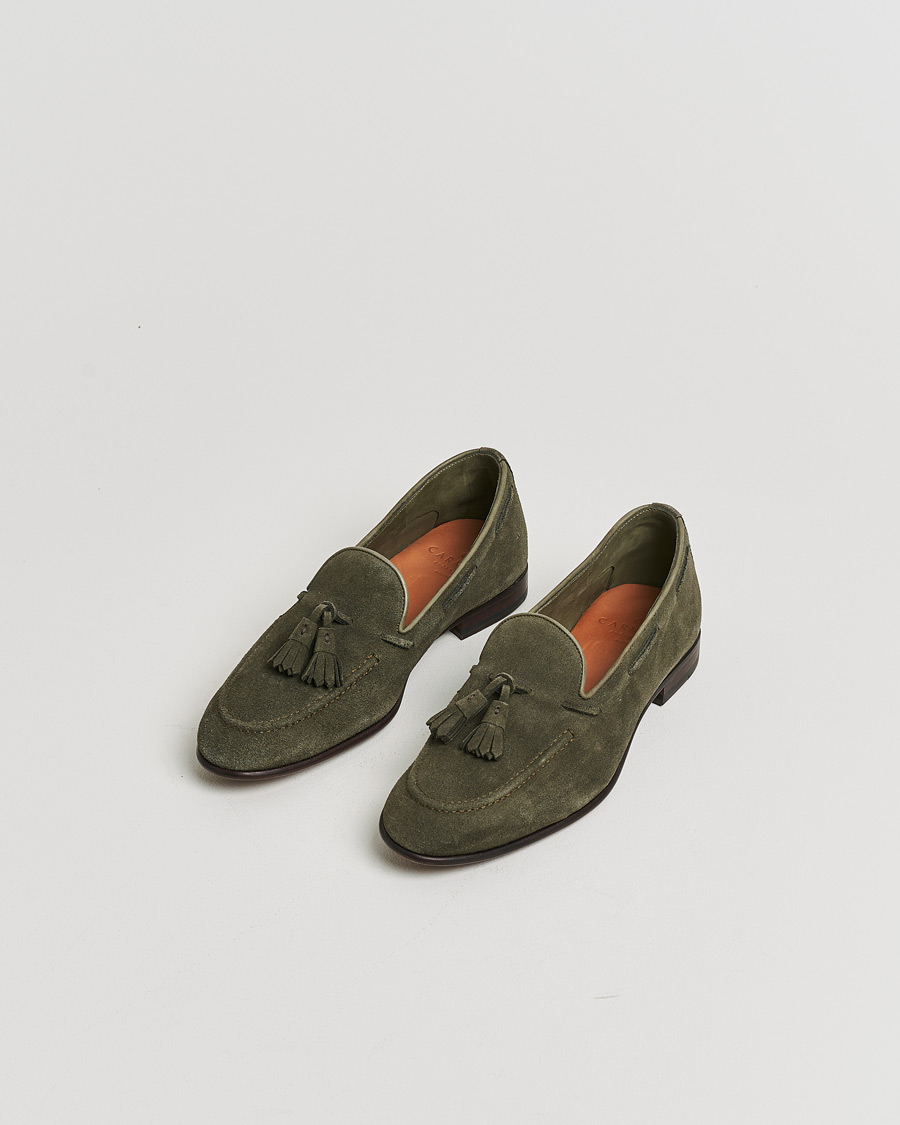 Heren | Pre-owned Goodyear genaaide schoenen | Pre-owned | Carmina Unlined Tassel Loafers Grey Suede UK6 - EU39