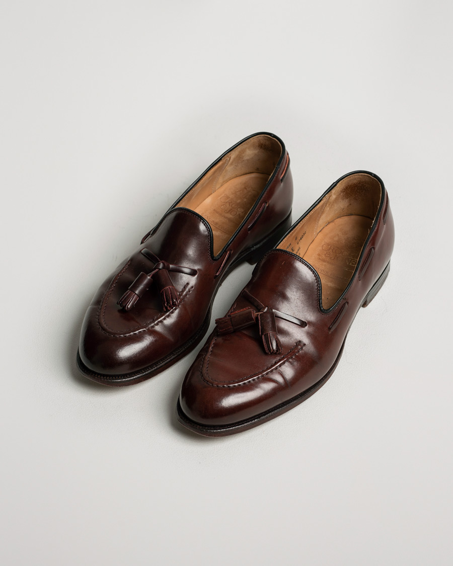 Heren | Crockett & Jones Cavendish Tassel Loafer Burgundy Cordovan | Pre-owned | Crockett & Jones Cavendish Tassel Loafer Burgundy Cordovan