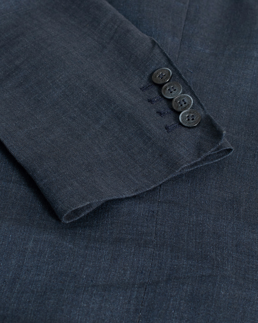Heren | Hackett Textured Cotton/Linen Blazer Blue | Pre-owned | Hackett Textured Cotton/Linen Blazer Blue