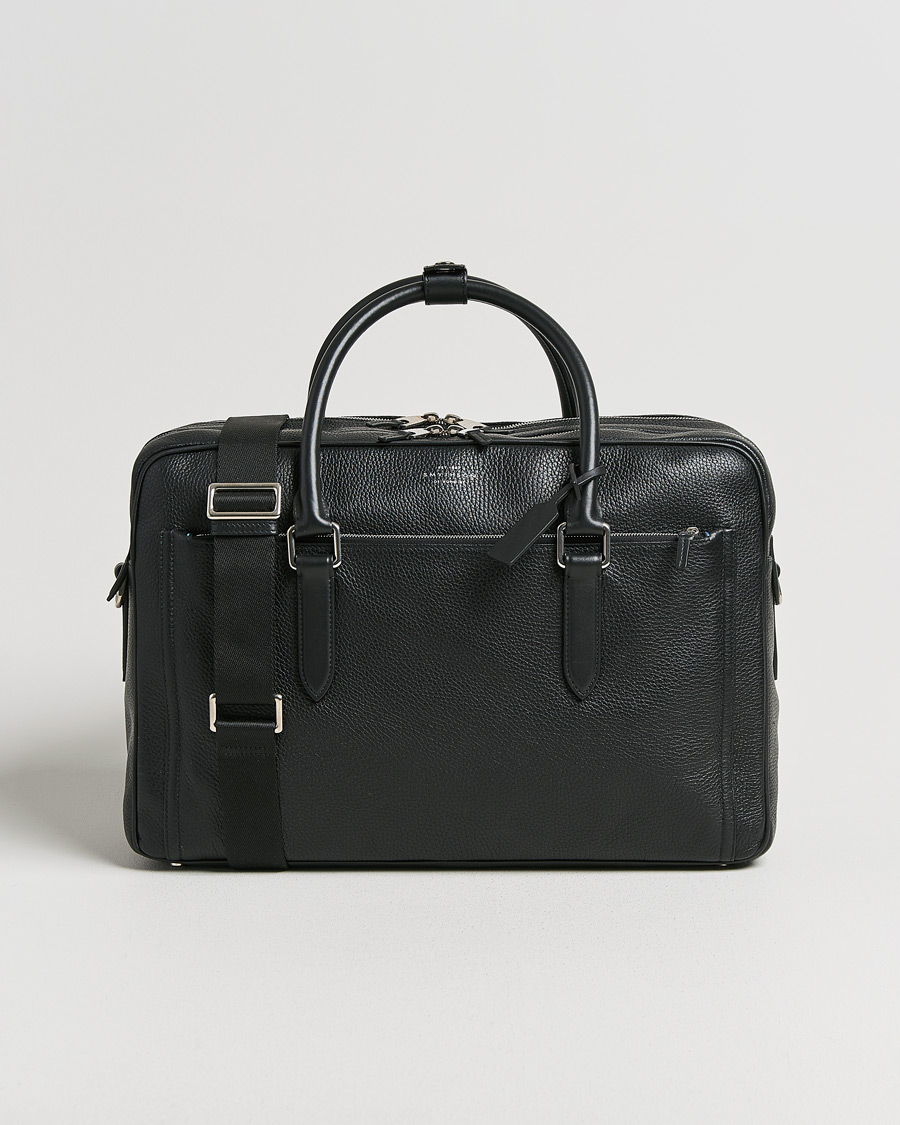 Heren | Smythson Burlington 24 Hour Bag Black Deerskin | Pre-owned | Smythson Burlington 24 Hour Bag Black Deerskin