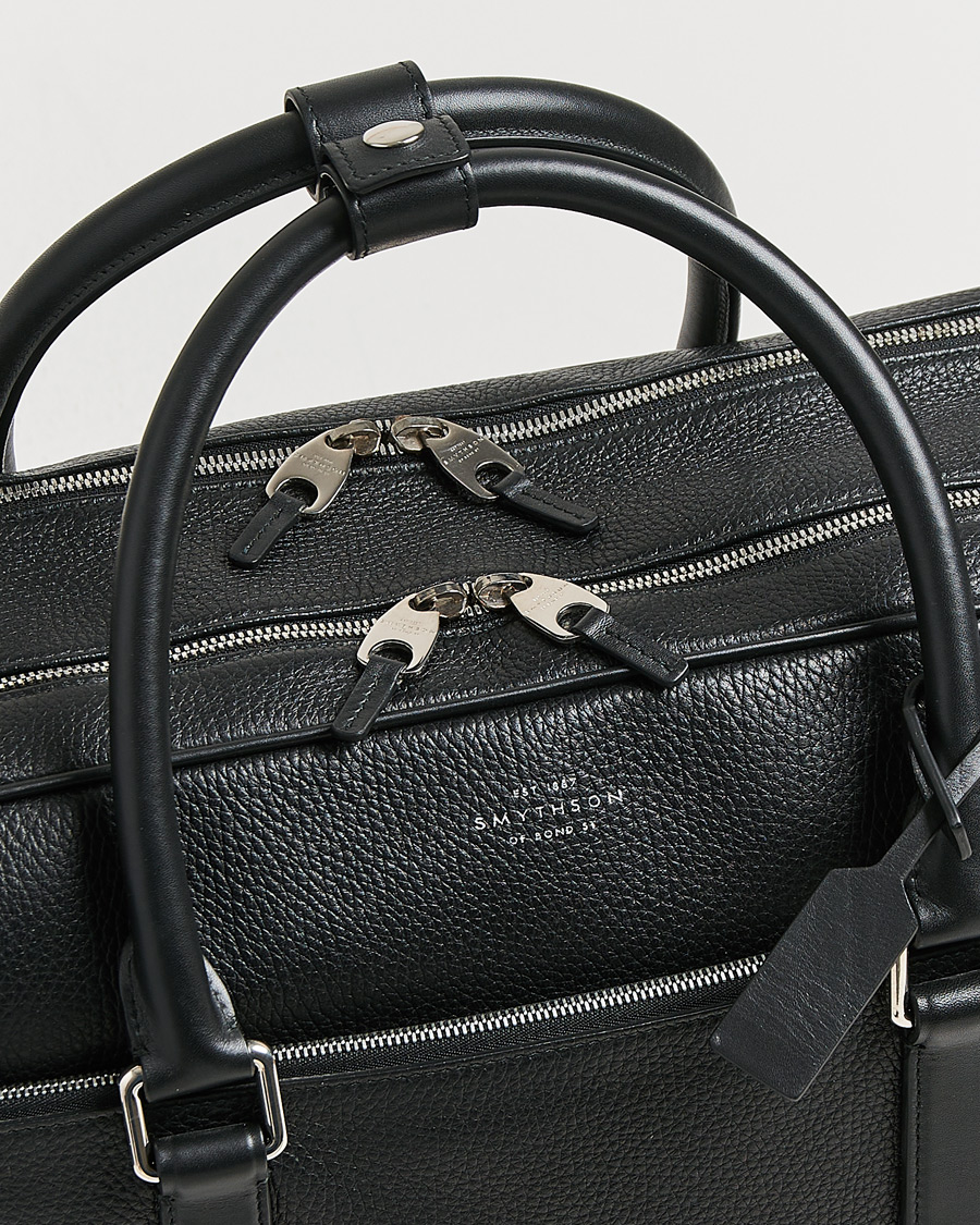 Heren | Smythson Burlington 24 Hour Bag Black Deerskin | Pre-owned | Smythson Burlington 24 Hour Bag Black Deerskin