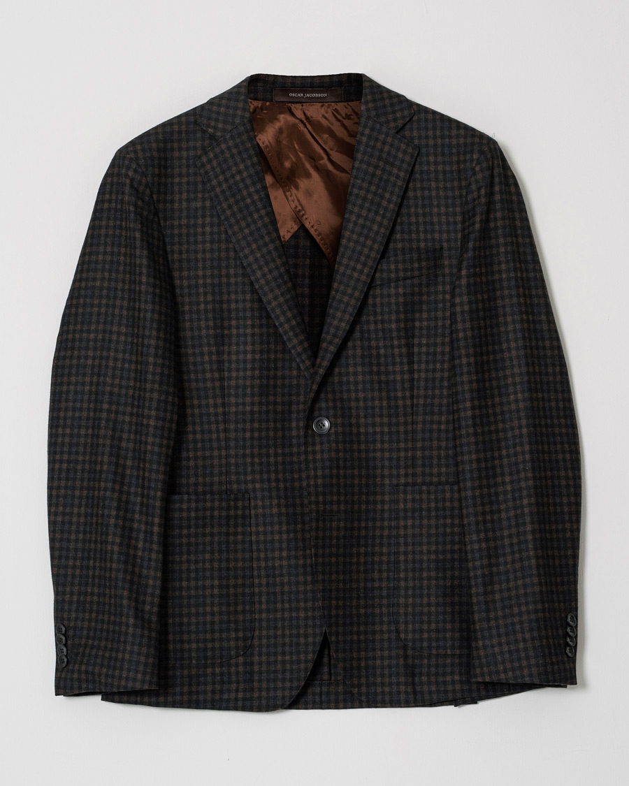 Heren | Oscar Jacobson Epic Check Fratelli Tallia Di Delfino Blazer Brown 92 | Pre-owned | Oscar Jacobson Epic Check Fratelli Tallia Di Delfino Blazer Brown 92