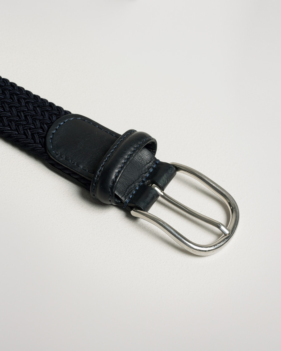 Heren | Anderson's Stretch Woven 3,5 cm Belt Navy | Pre-owned | Anderson's Stretch Woven 3,5 cm Belt Navy