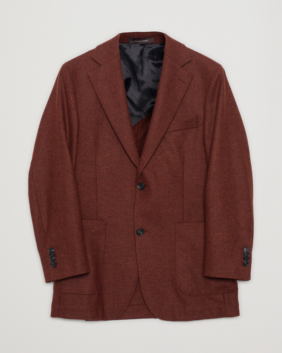Heren | Oscar Jacobson Edgar Flannel Blazer Rust 48 | Pre-owned | Oscar Jacobson Edgar Flannel Blazer Rust 48
