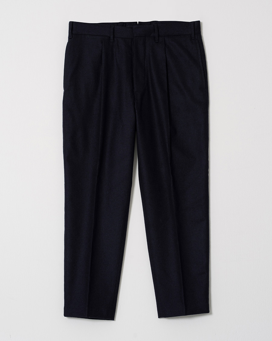 Heren | The Gigi Tonga Stretch Flannel Pleated Trousers Navy 48 | Pre-owned | The Gigi Tonga Stretch Flannel Pleated Trousers Navy 48