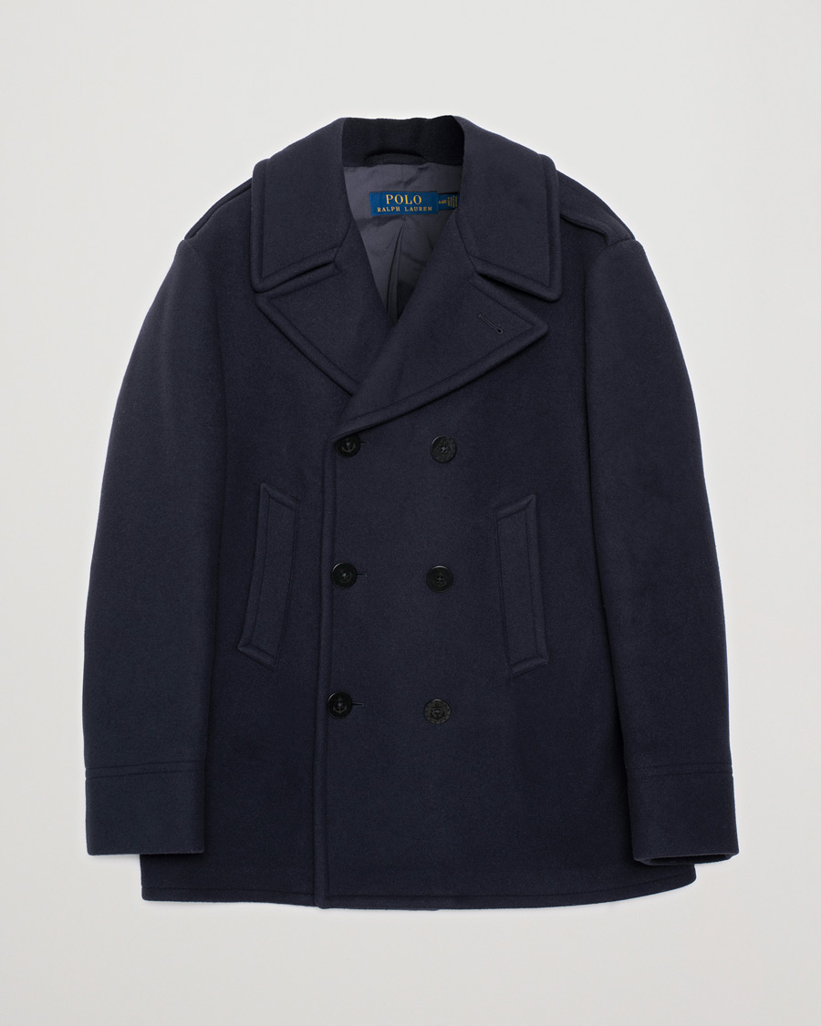 Heren | Polo Ralph Lauren Wool Peacoat Navy | Pre-owned | Polo Ralph Lauren Wool Peacoat Navy