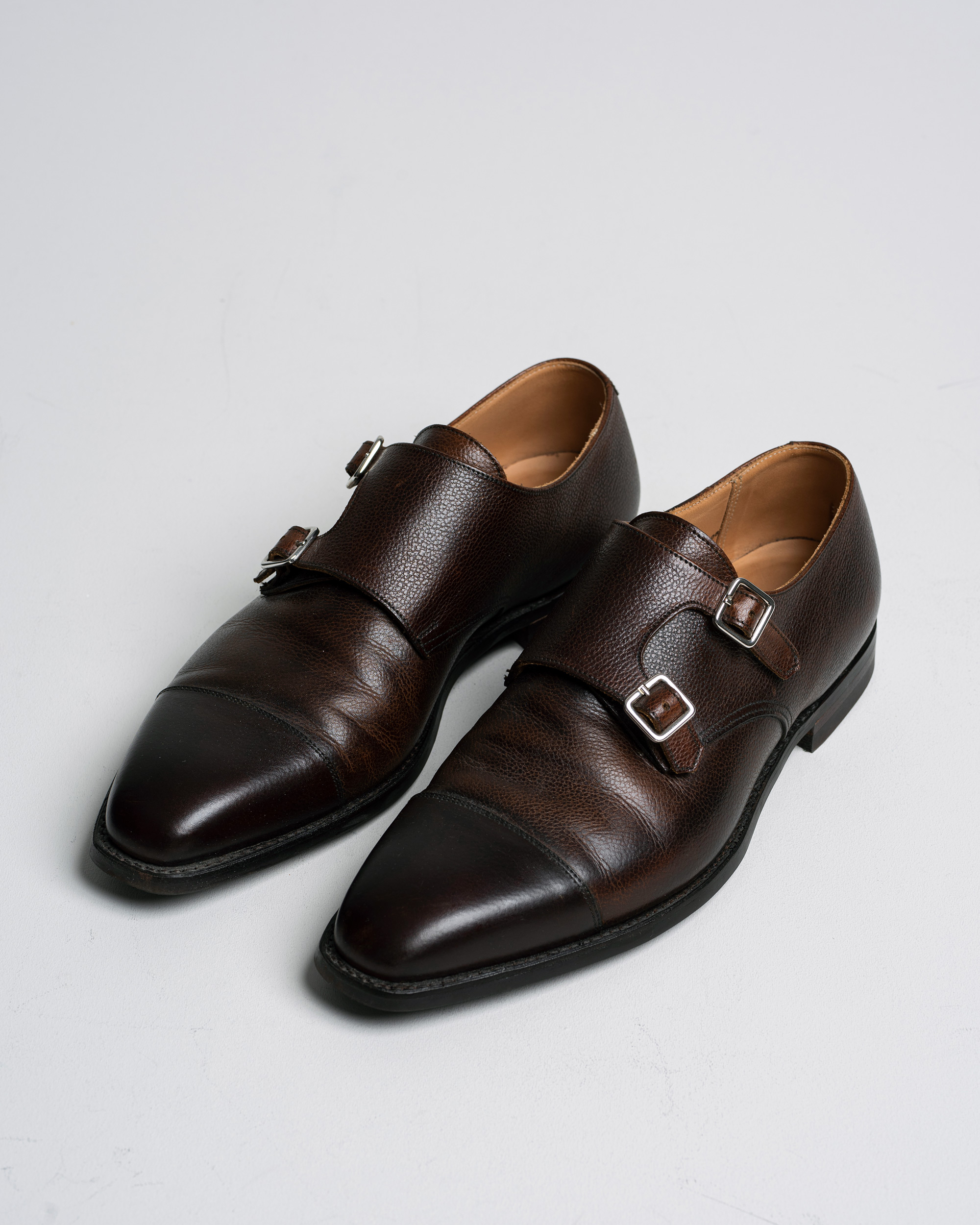 Heren | Crockett & Jones Lowndes Monkstrap City Sole Dark Brown Calf UK8,5 - EU42,5 | Pre-owned | Crockett & Jones Lowndes Monkstrap City Sole Dark Brown Calf UK8,5 - EU42,5
