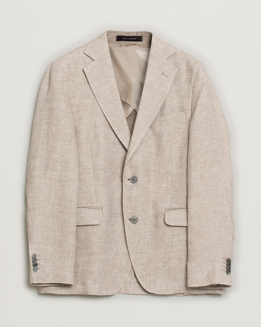 Heren | Oscar Jacobson Egel Linen Blazer Beige | Pre-owned | Oscar Jacobson Egel Linen Blazer Beige