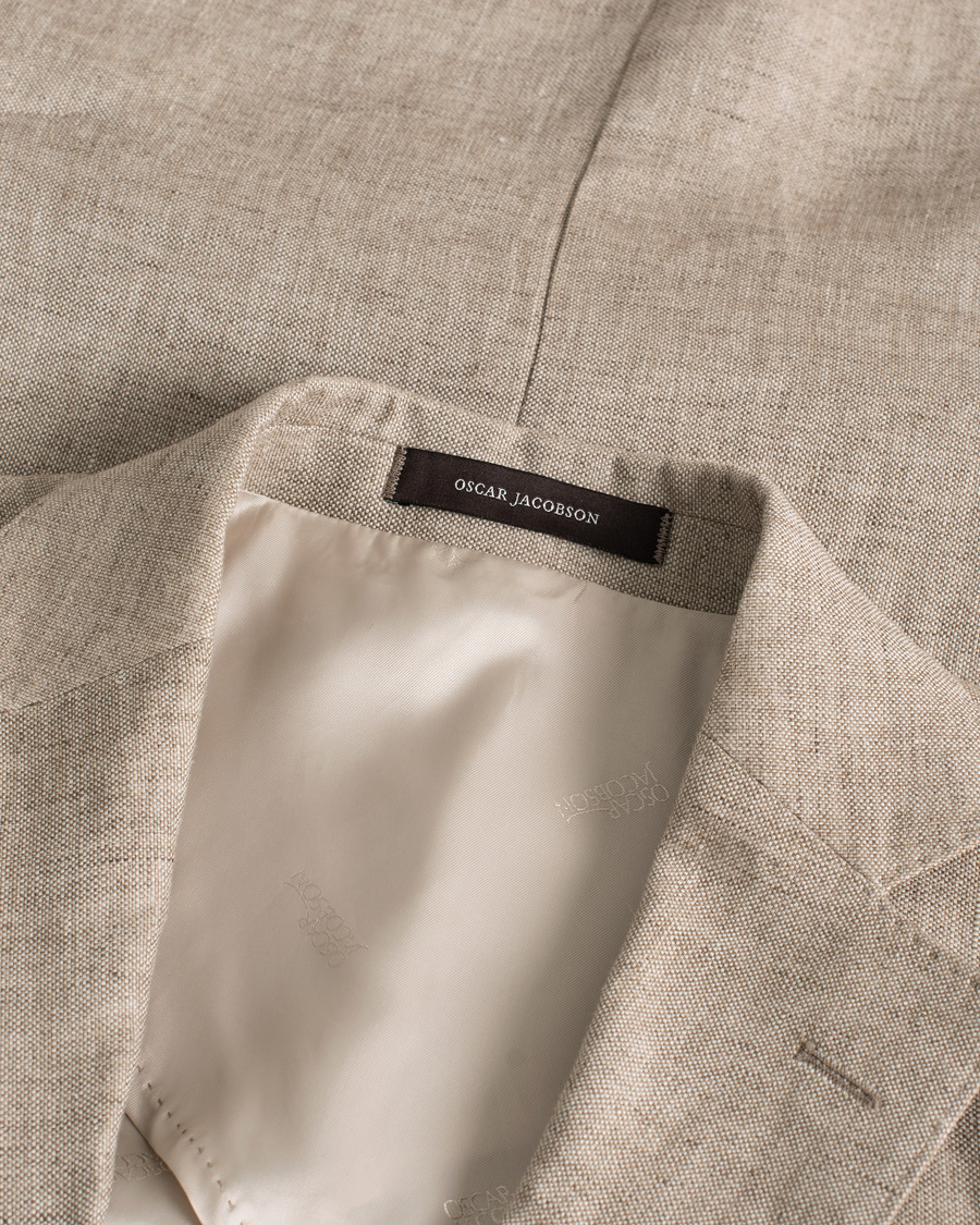 Heren | Oscar Jacobson Egel Linen Blazer Beige | Pre-owned | Oscar Jacobson Egel Linen Blazer Beige