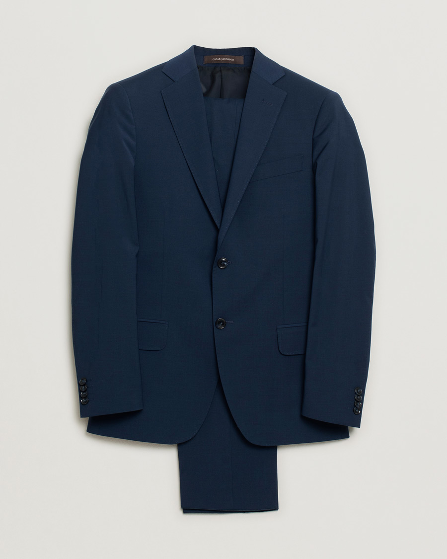 Heren | Blazers | Pre-owned | Oscar Jacobson Wool Stretch Suit Blue 46/48