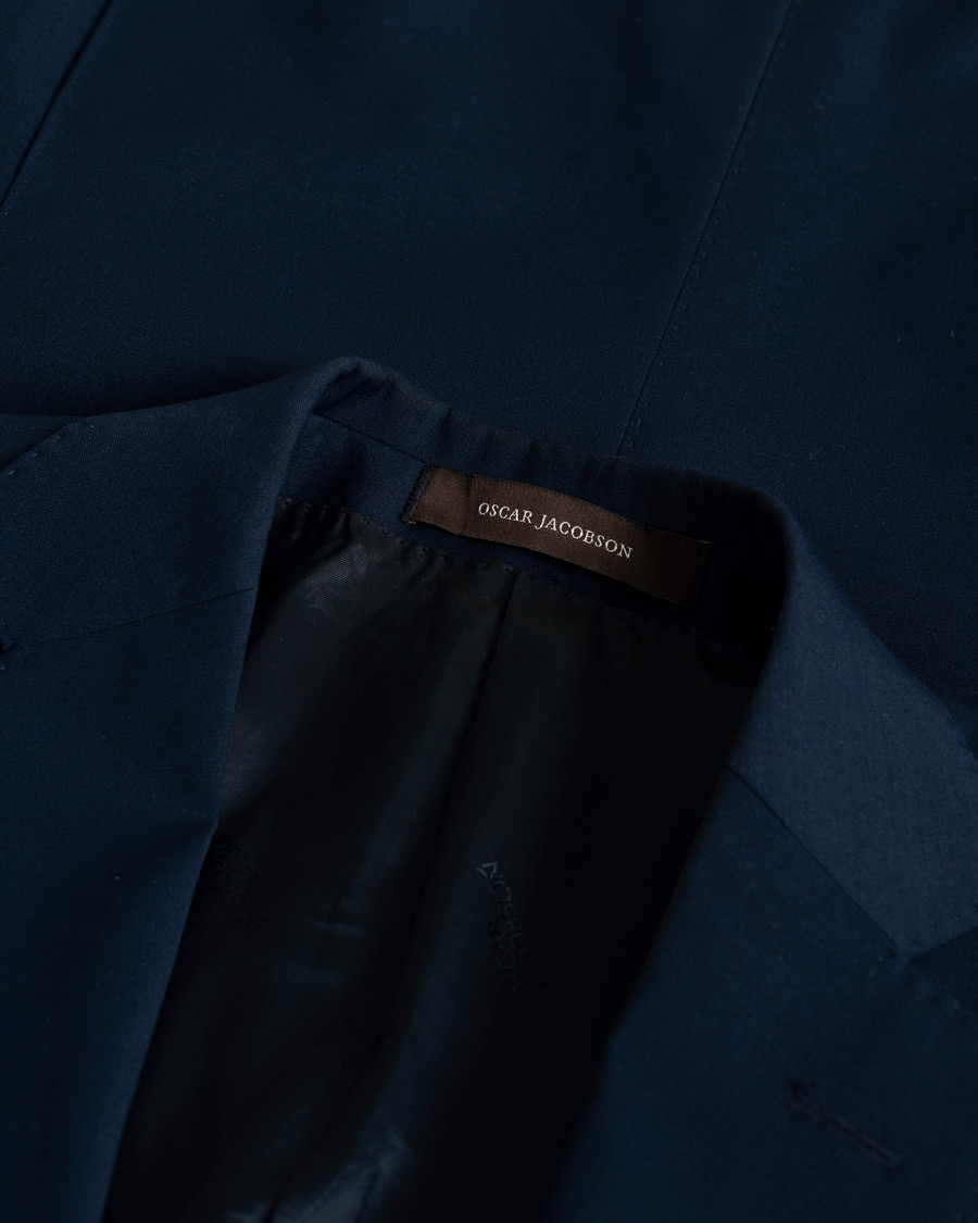 Heren | Blazers | Pre-owned | Oscar Jacobson Wool Stretch Suit Blue 46/48