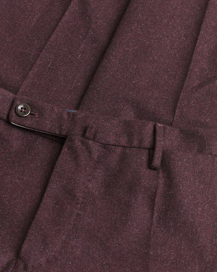 Heren | Pre-owned Broeken | Pre-owned | Incotex Slim Fit Super 100's Wool Flannel Trousers Burgundy 48