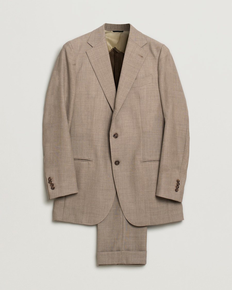 Heren | Pakken | Pre-owned | Berg&Berg Dan Wool Suit Taupe Melange 50