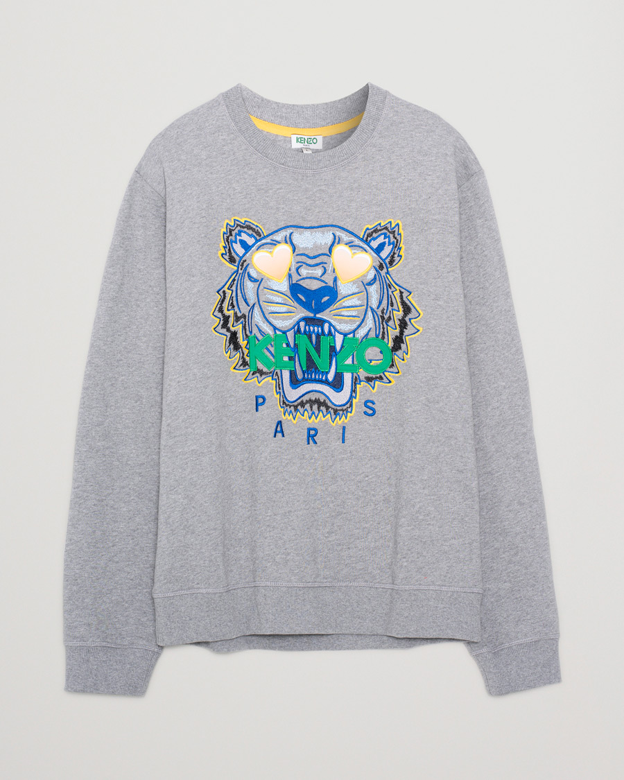 Heren | Kenzo Tiger Valentine Sweatshirt Light Grey | Pre-owned | Kenzo Tiger Valentine Sweatshirt Light Grey