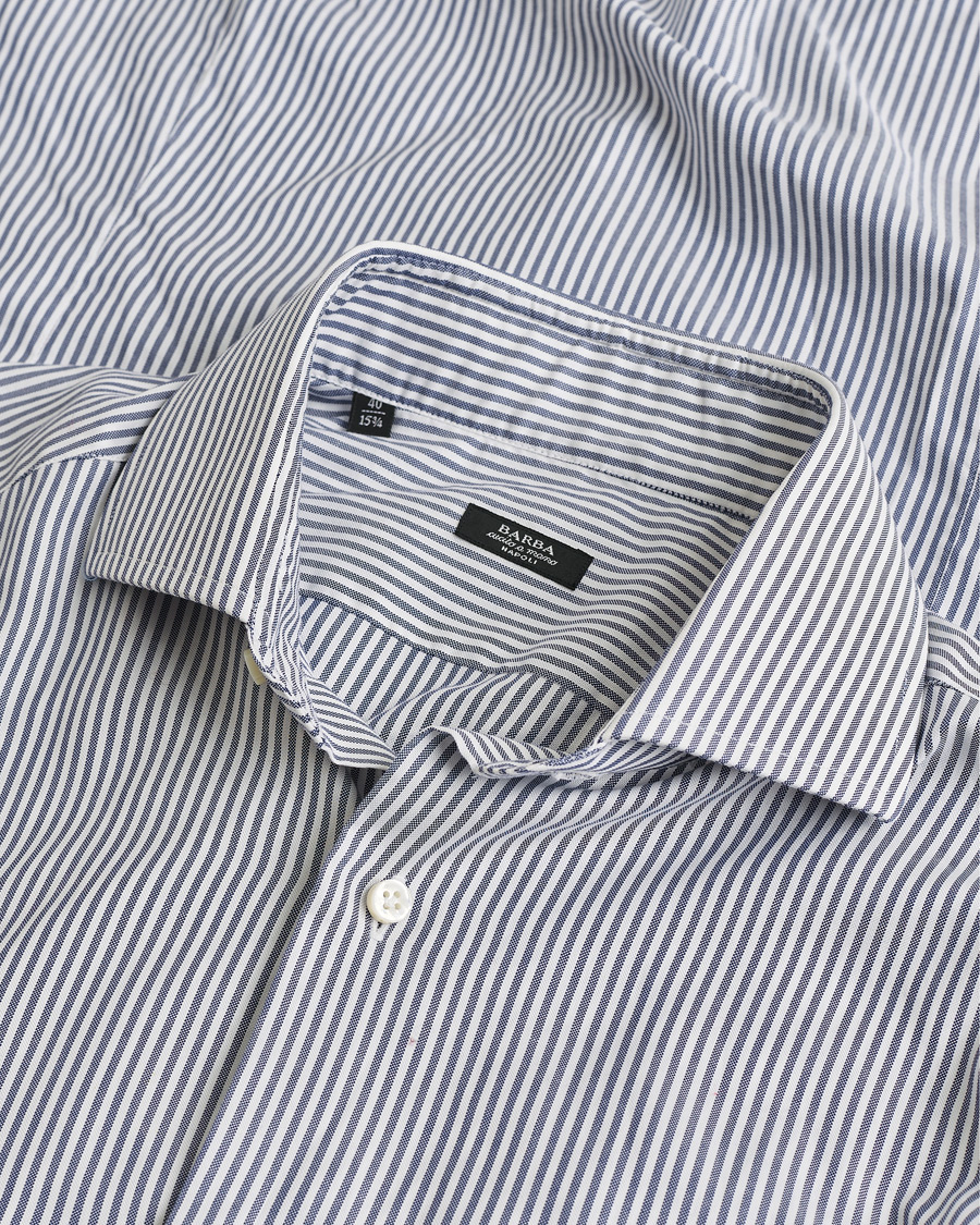 Heren | Barba Napoli Cutaway Shirt Blue Striped 40 - M | Pre-owned | Barba Napoli Cutaway Shirt Blue Striped 40 - M