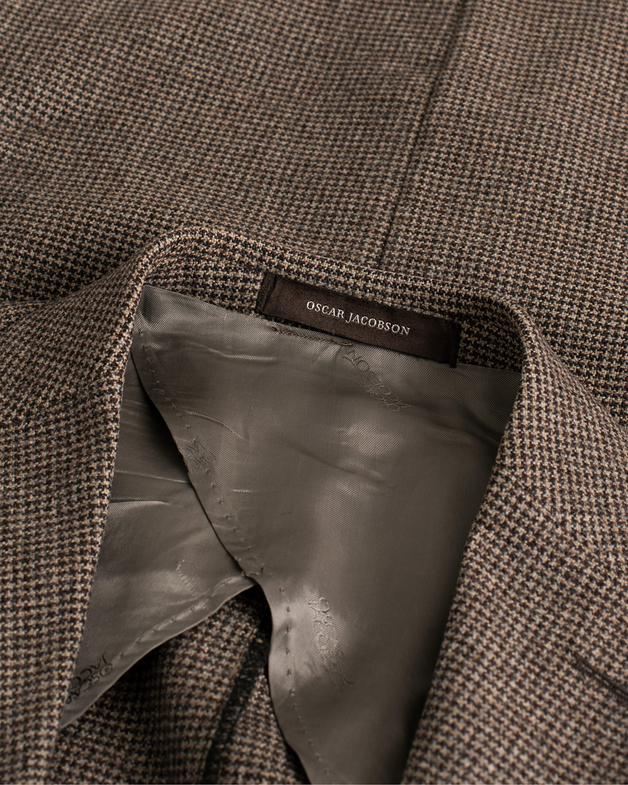 Heren | Oscar Jacobson Einar Houndstooth Wool Blazer Brown 46 | Pre-owned | Oscar Jacobson Einar Houndstooth Wool Blazer Brown 46