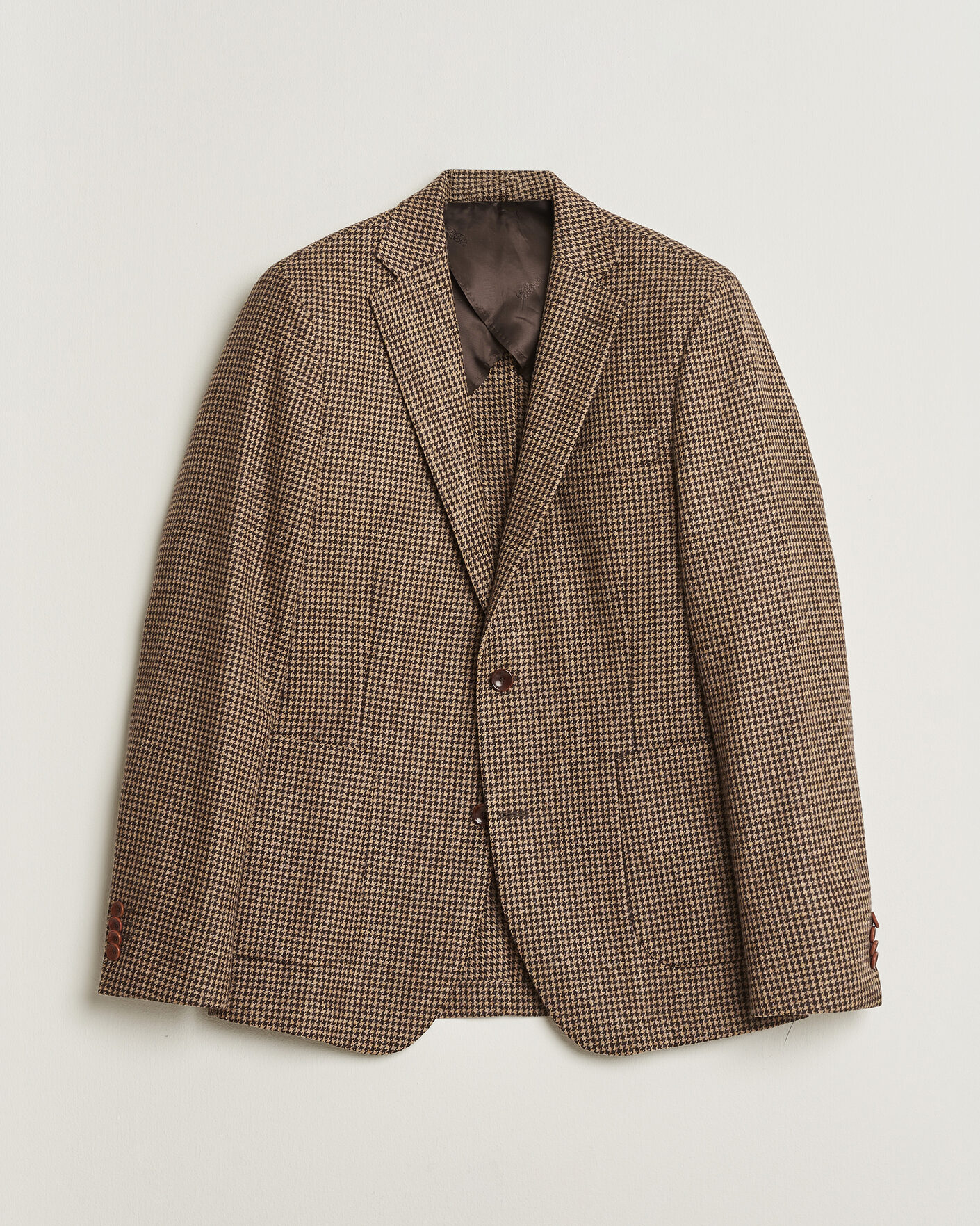 Heren | Pre-owned Blazers | Pre-owned | Oscar Jacobson Einar Houndstooth Wool Blazer Brown 50