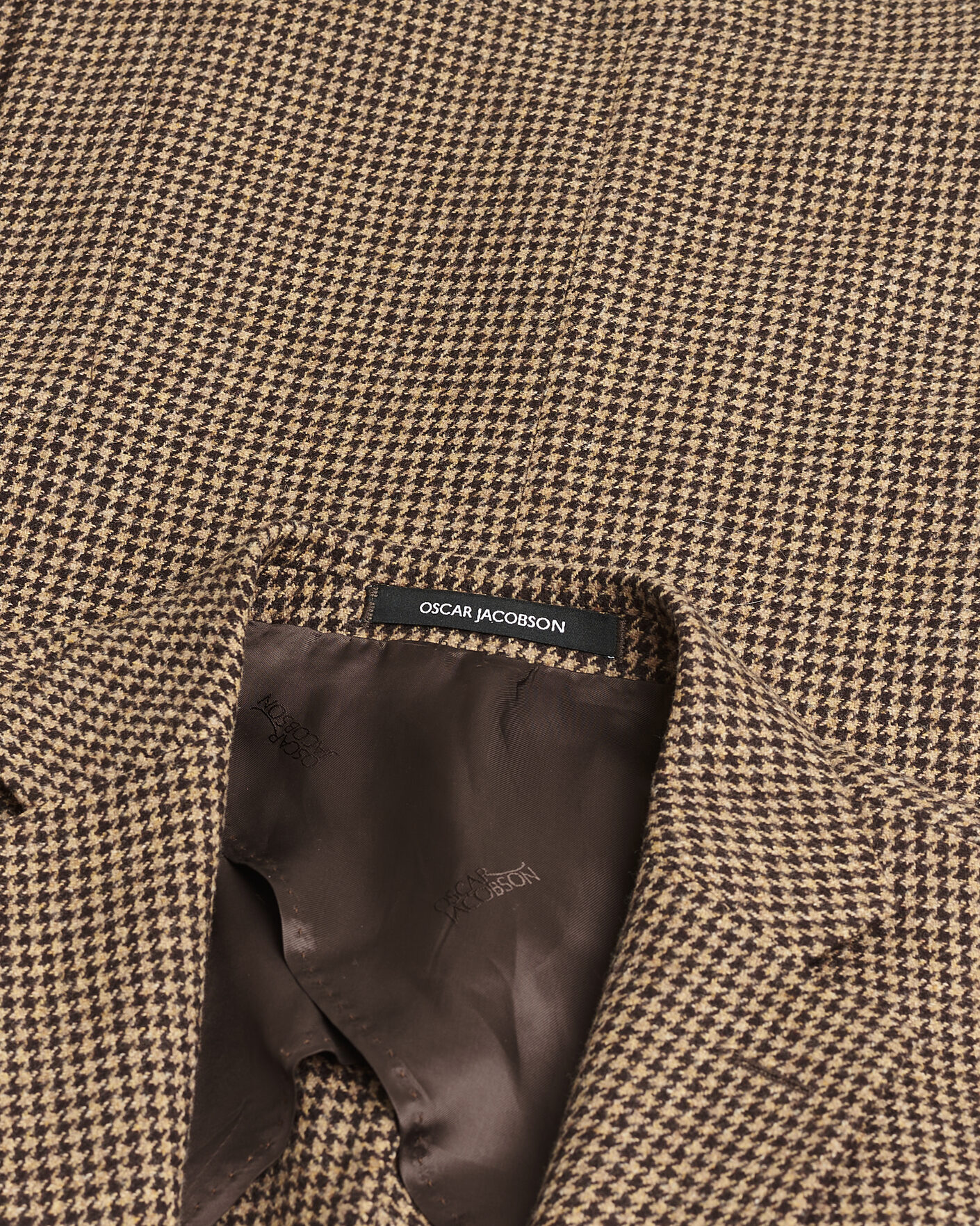 Heren | Pre-owned Blazers | Pre-owned | Oscar Jacobson Einar Houndstooth Wool Blazer Brown 50