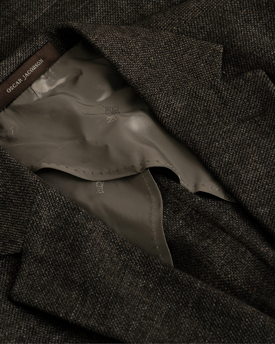 Heren | Oscar Jacobson Einar Linen/Wool Patch Pocket Blazer Brown 52 | Pre-owned | Oscar Jacobson Einar Linen/Wool Patch Pocket Blazer Brown 52