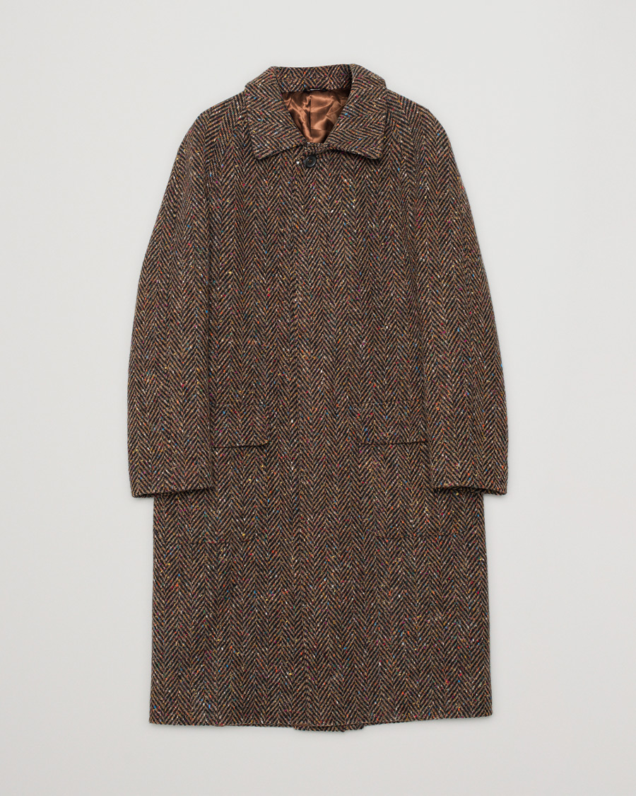 Heren | Berg&Berg Nelson Tweed Raglan Coat Brown 50 | Pre-owned | Berg&Berg Nelson Tweed Raglan Coat Brown 50