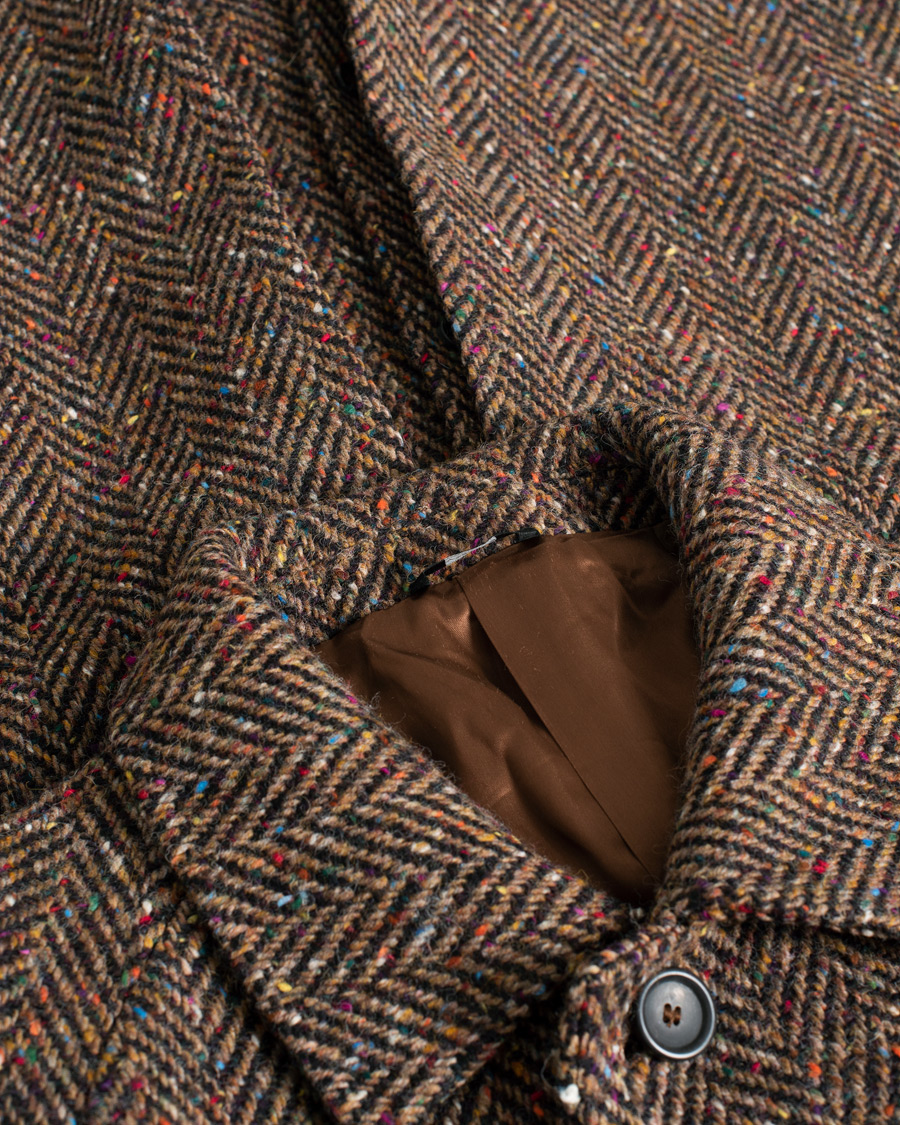 Heren | Berg&Berg Nelson Tweed Raglan Coat Brown 50 | Pre-owned | Berg&Berg Nelson Tweed Raglan Coat Brown 50