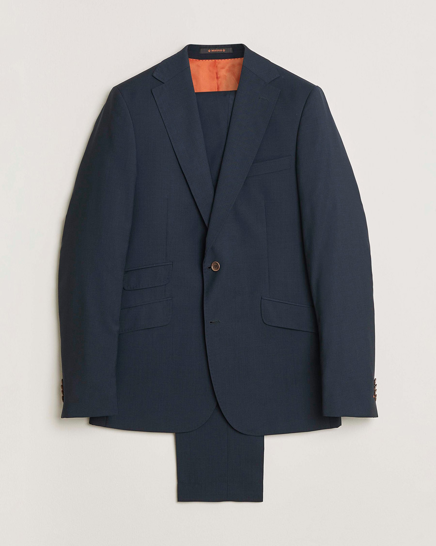Heren | Pre-owned Pakken | Pre-owned | Morris Wool Suit Navy Check 150