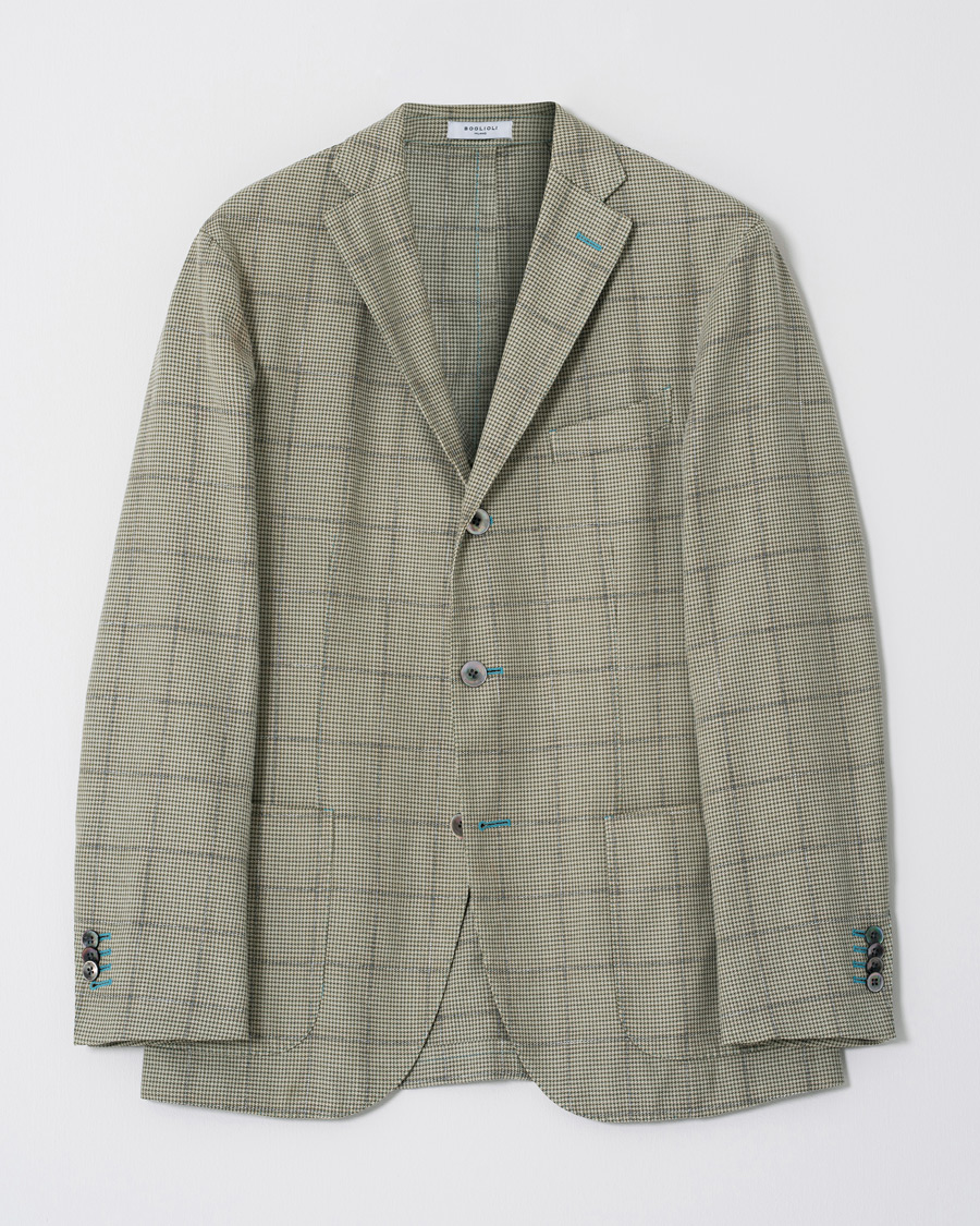 Heren | Boglioli K Jacket Houndstooth Overcheck Blazer Green 46 | Pre-owned | Boglioli K Jacket Houndstooth Overcheck Blazer Green 46