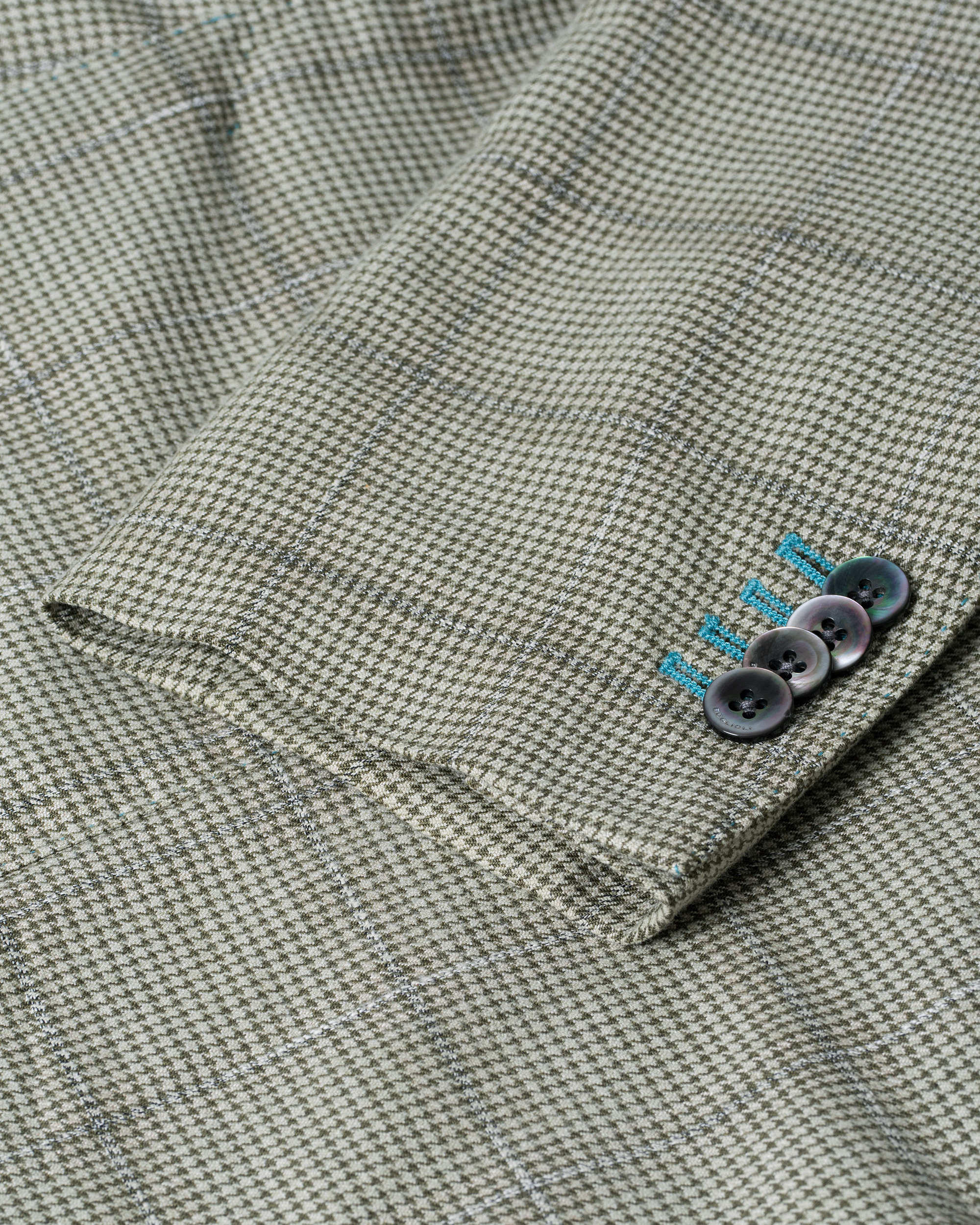 Heren | Boglioli K Jacket Houndstooth Overcheck Blazer Green 46 | Pre-owned | Boglioli K Jacket Houndstooth Overcheck Blazer Green 46