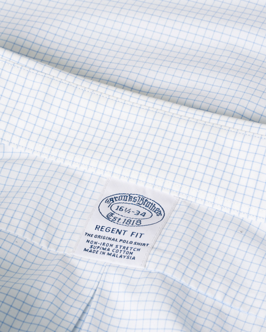 Heren | Brooks Brothers Regent Fit Non Iron Gingham Shirt Blue | Pre-owned | Brooks Brothers Regent Fit Non Iron Gingham Shirt Blue
