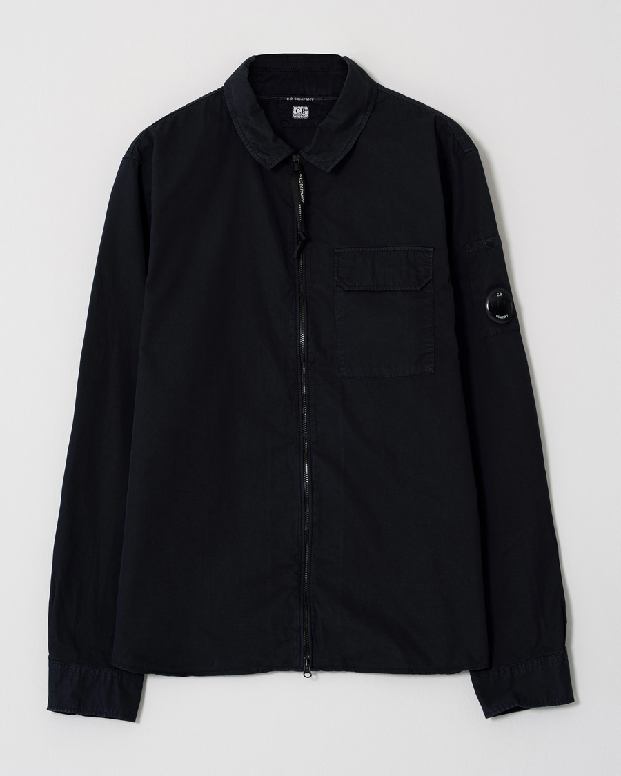 Heren | C.P. Company Garment Dyed Gabardine Zip Shirt Jacket Eclipse XXL | Pre-owned | C.P. Company Garment Dyed Gabardine Zip Shirt Jacket Eclipse XXL