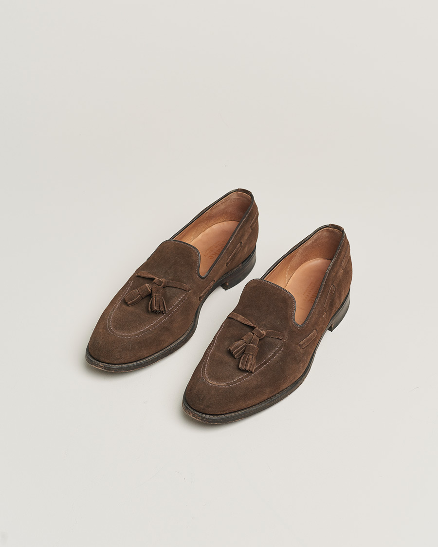 Heren | Loake 1880 Lincoln Tassel Loafer Brown Suede UK10,5 - EU44,5 | Pre-owned | Loake 1880 Lincoln Tassel Loafer Brown Suede UK10,5 - EU44,5