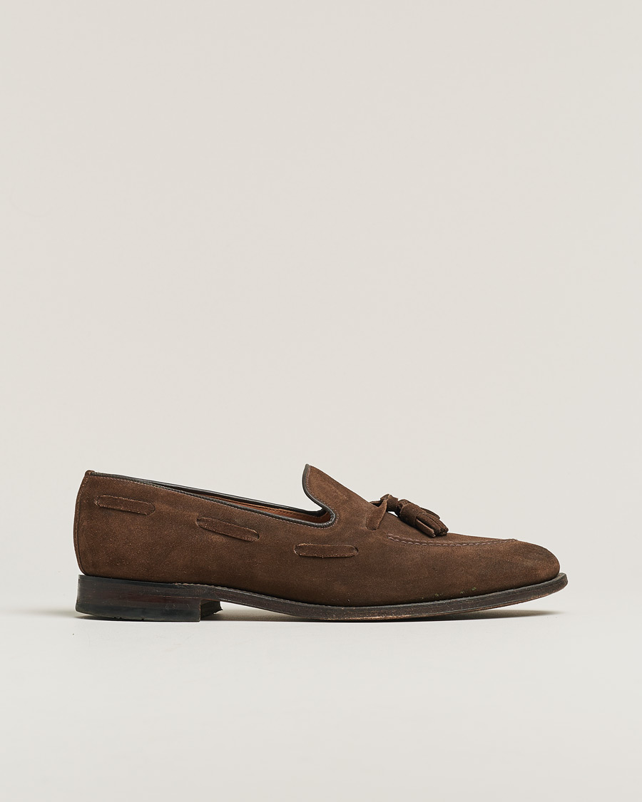 Heren | Loake 1880 Lincoln Tassel Loafer Brown Suede UK10,5 - EU44,5 | Pre-owned | Loake 1880 Lincoln Tassel Loafer Brown Suede UK10,5 - EU44,5