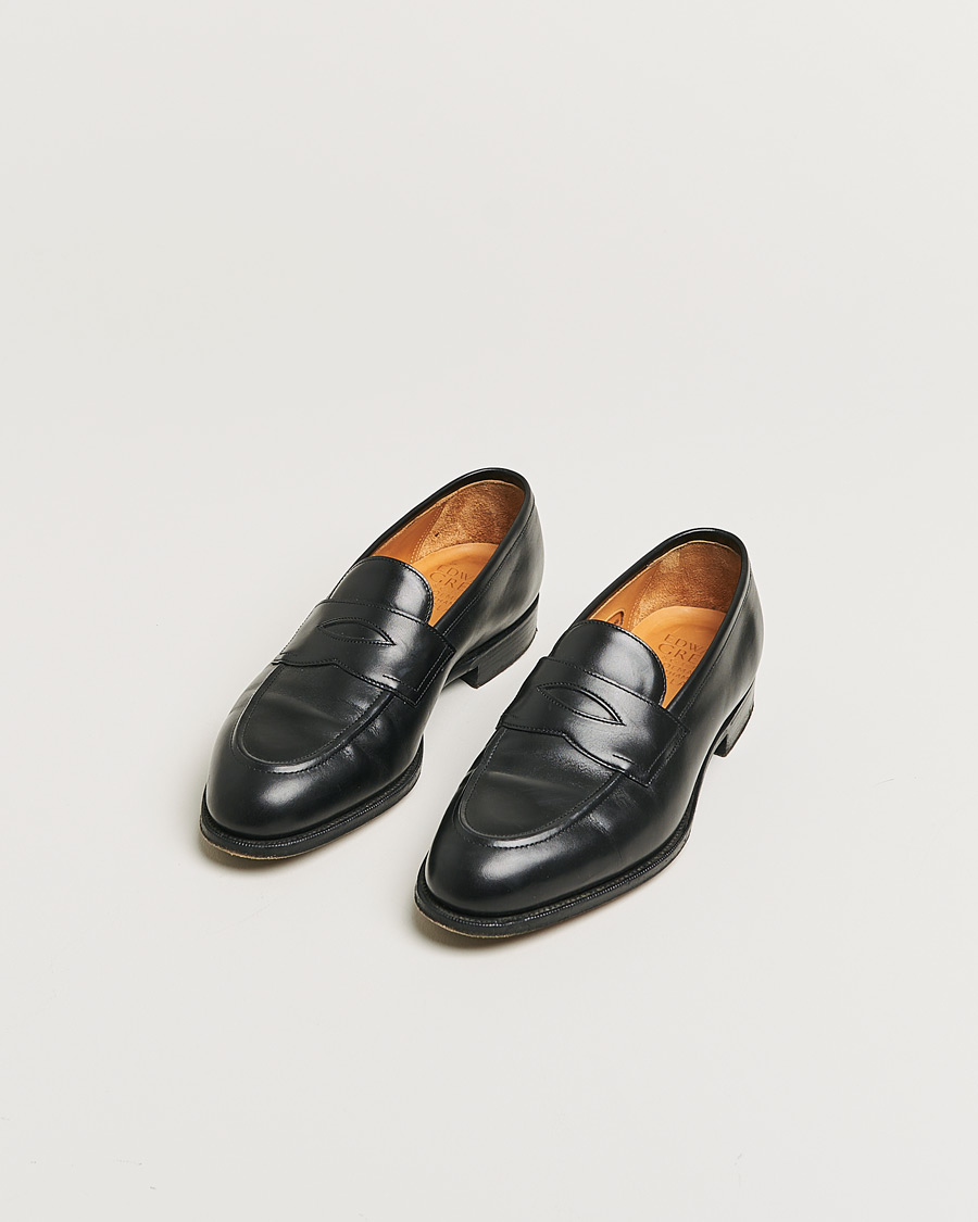 Heren | Edward Green Piccadilly Penny Loafer Black Calf | Pre-owned | Edward Green Piccadilly Penny Loafer Black Calf