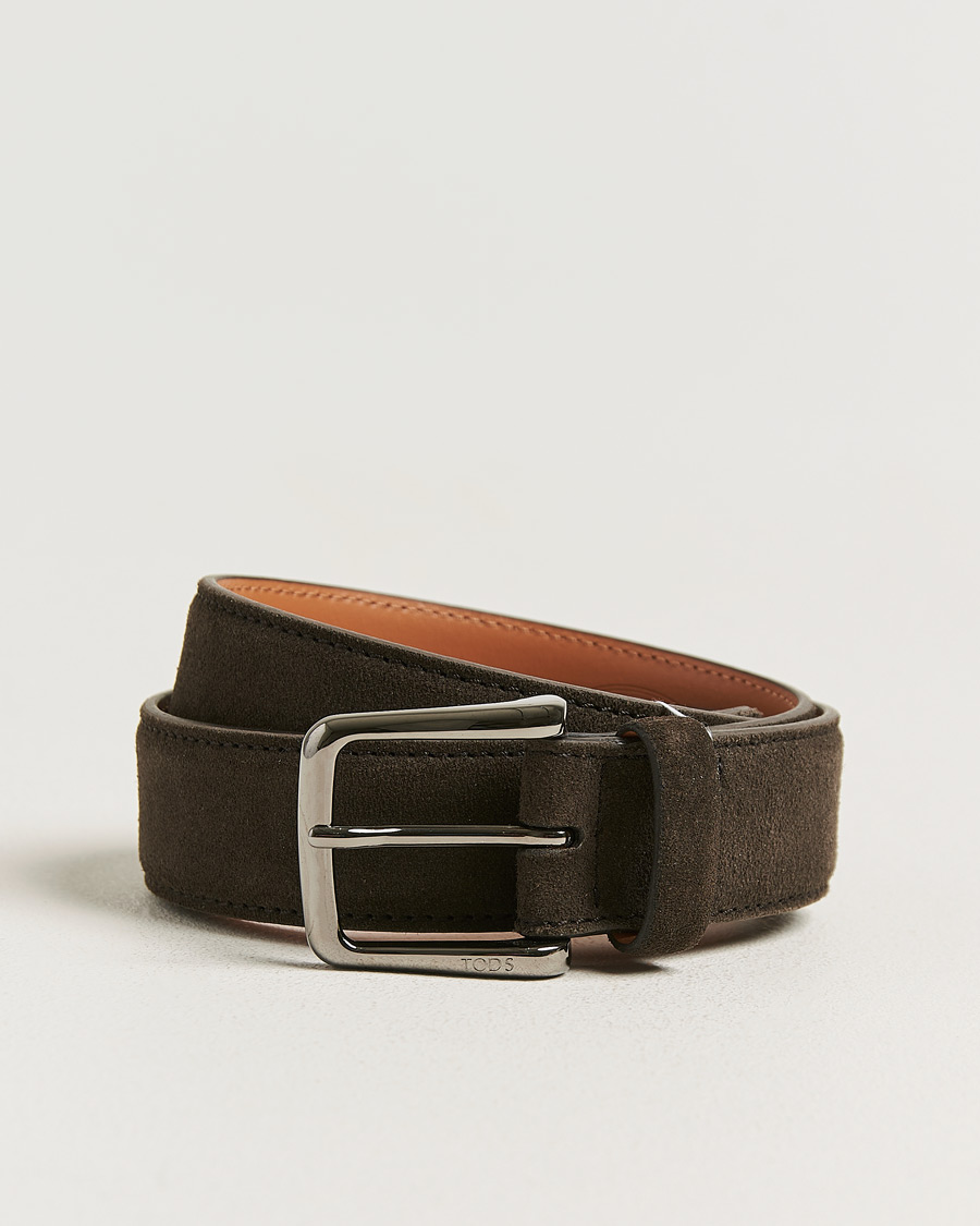 Heren | Pre-owned Accessoires | Pre-owned | Tod's Suede 3,5 cm Belt Brown 95
