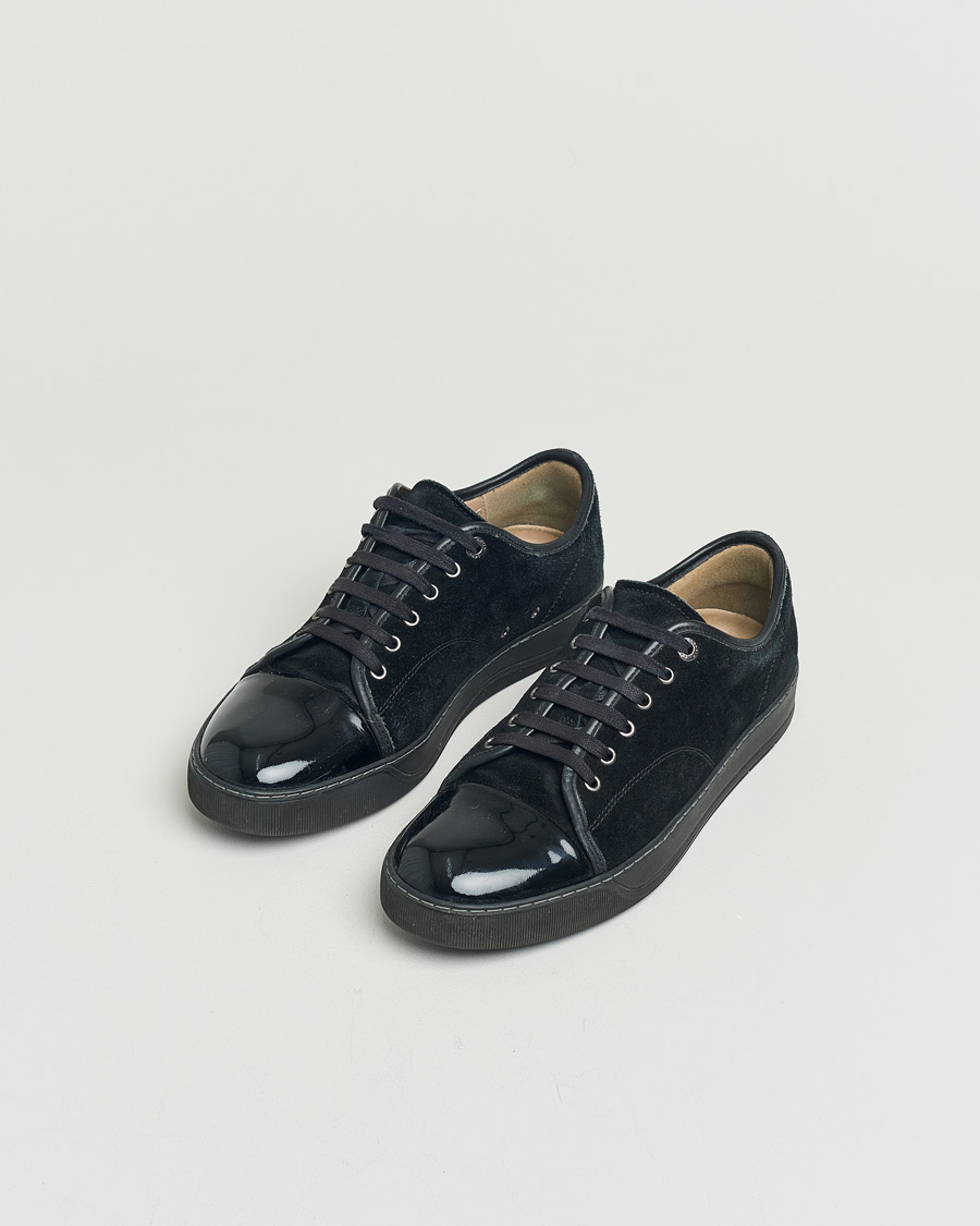 Heren | Lanvin Patent Cap Toe Sneaker Black/Black | Pre-owned | Lanvin Patent Cap Toe Sneaker Black/Black
